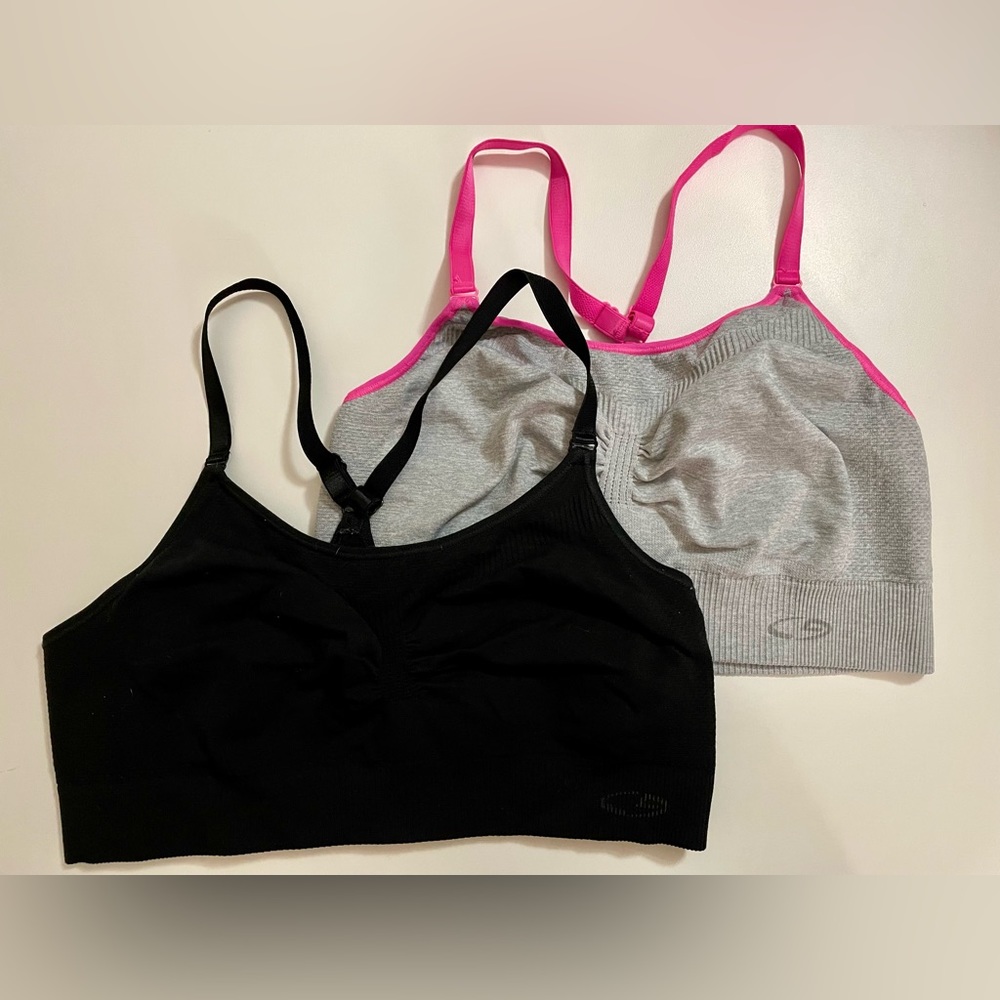 Champion Women's Seamless Sports Bras - Black & Gray with Pink Accents